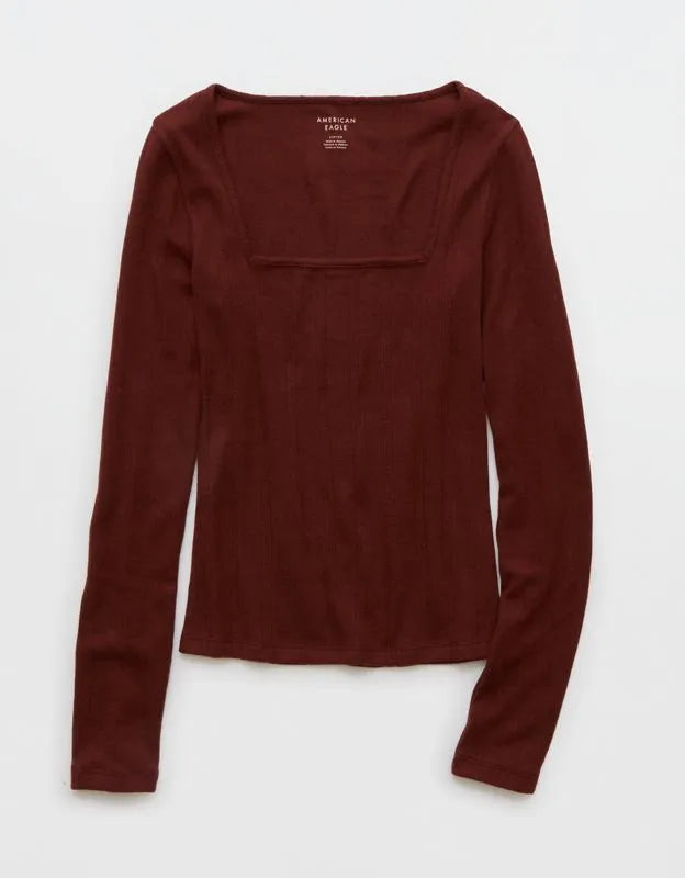 AE Long Sleeve Square Neck T-Shirt