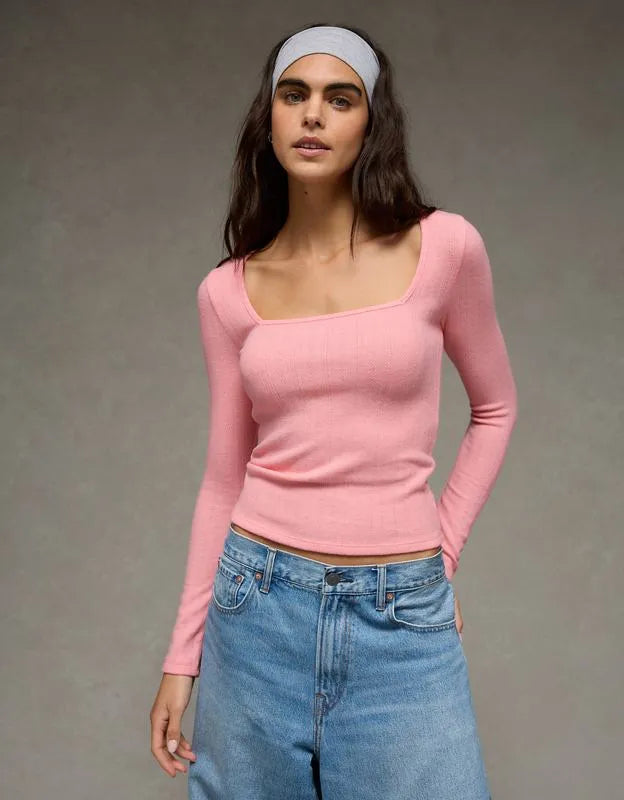 AE Long Sleeve Square Neck T-Shirt