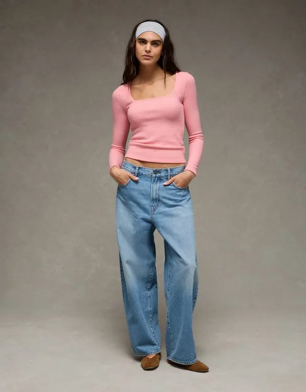 AE Long Sleeve Square Neck T-Shirt