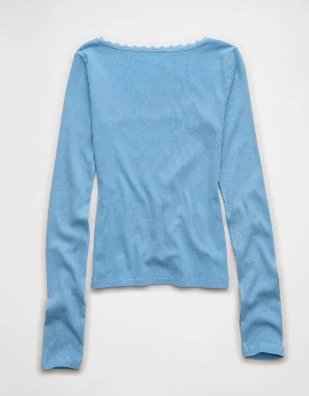 AE Lace-Trim Long Sleeve T-Shirt