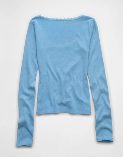 AE Lace-Trim Long Sleeve T-Shirt