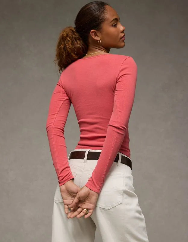 AE Lace-Trim Long Sleeve T-Shirt