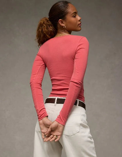 AE Lace-Trim Long Sleeve T-Shirt