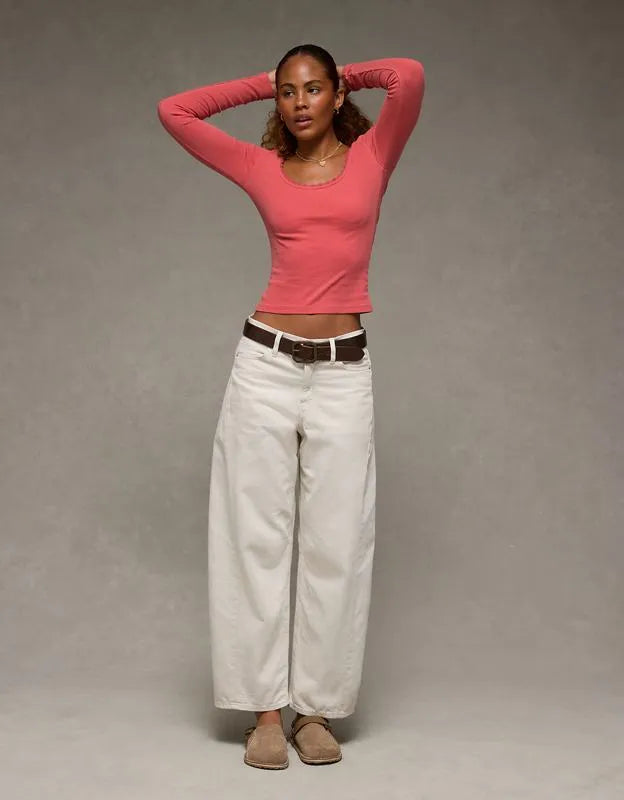 AE Lace-Trim Long Sleeve T-Shirt