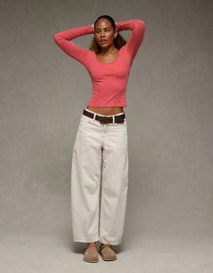 AE Lace-Trim Long Sleeve T-Shirt