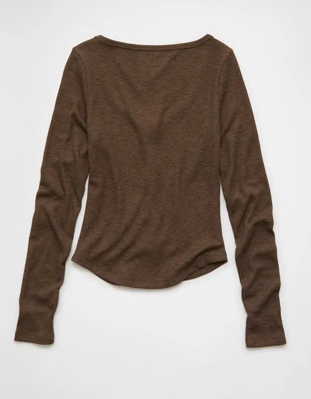 AE Waffle Long Sleeve Button-Up Tee