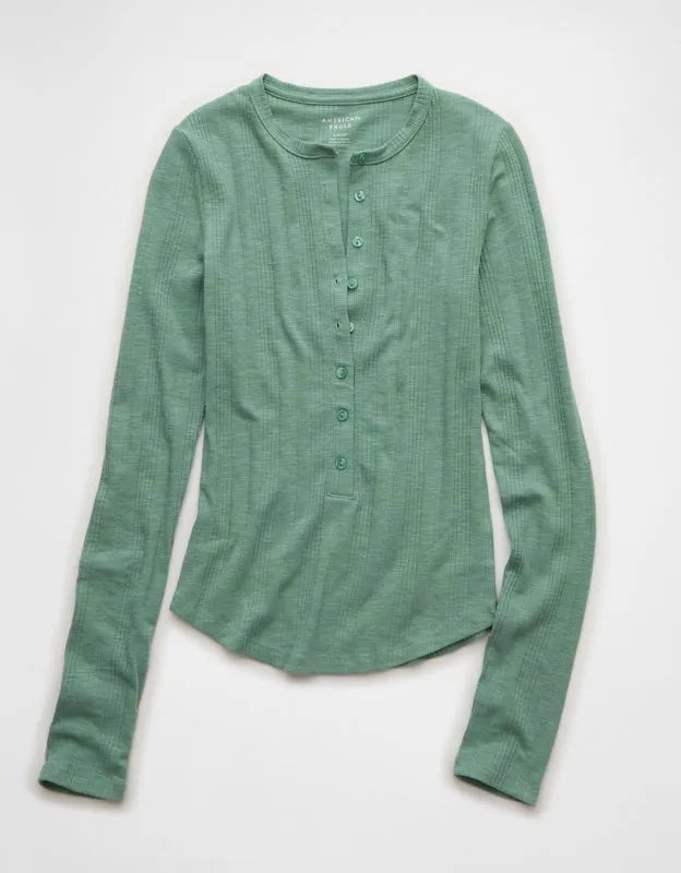 AE Long-Sleeve Henley T-Shirt