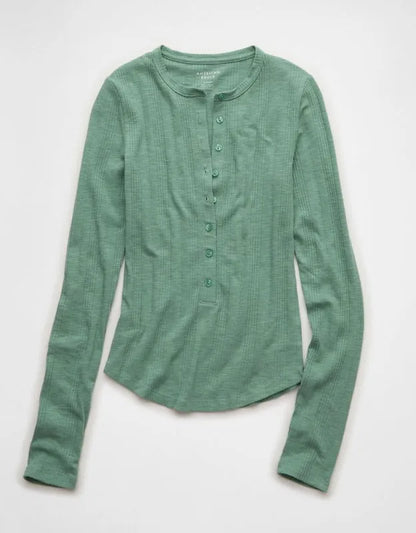 AE Long-Sleeve Henley T-Shirt