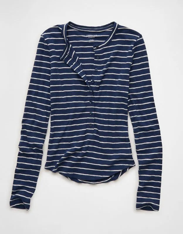 AE Long-Sleeve Henley T-Shirt