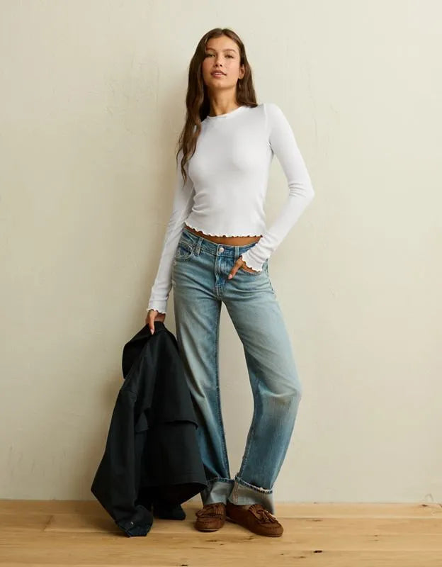AE Soft & Sexy Waffle Long-Sleeve T-Shirt