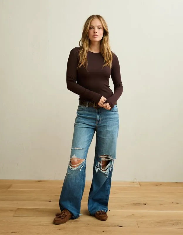 AE Soft & Sexy Waffle Long-Sleeve T-Shirt