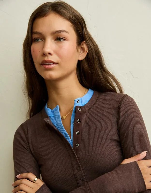 AE Long-Sleeve Henley T-Shirt