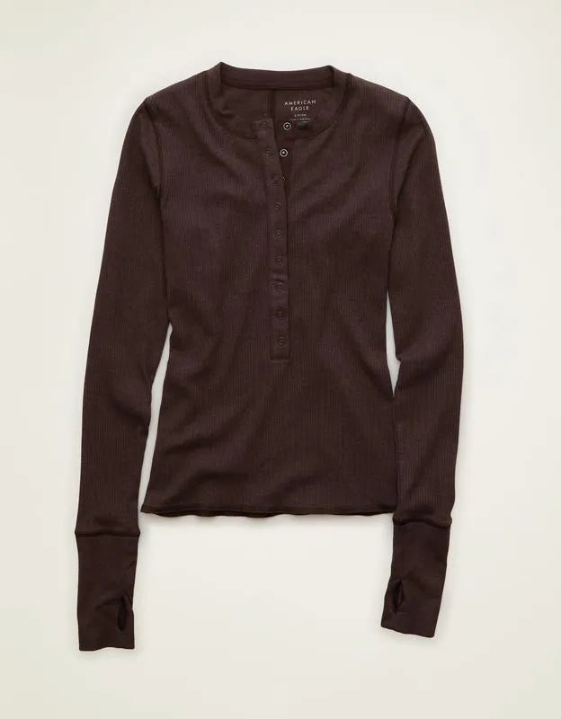 AE Long-Sleeve Henley T-Shirt