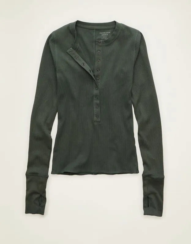 AE Long-Sleeve Henley T-Shirt