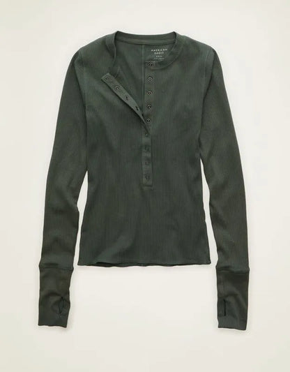 AE Long-Sleeve Henley T-Shirt