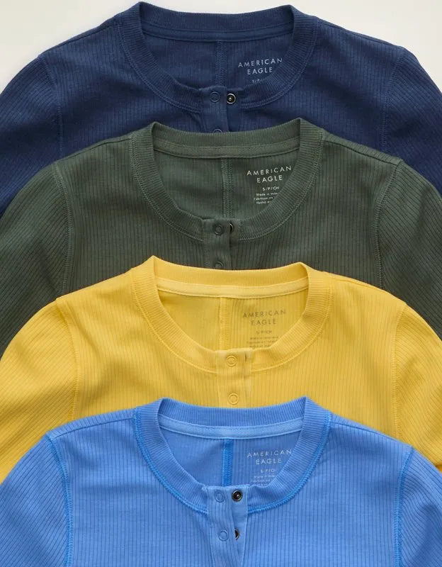 AE Long-Sleeve Henley T-Shirt