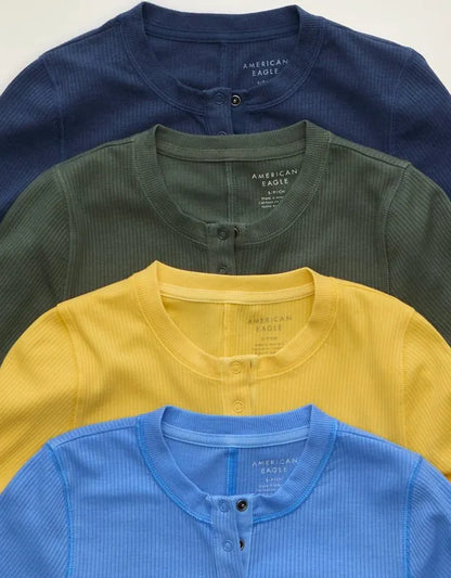 AE Long-Sleeve Henley T-Shirt