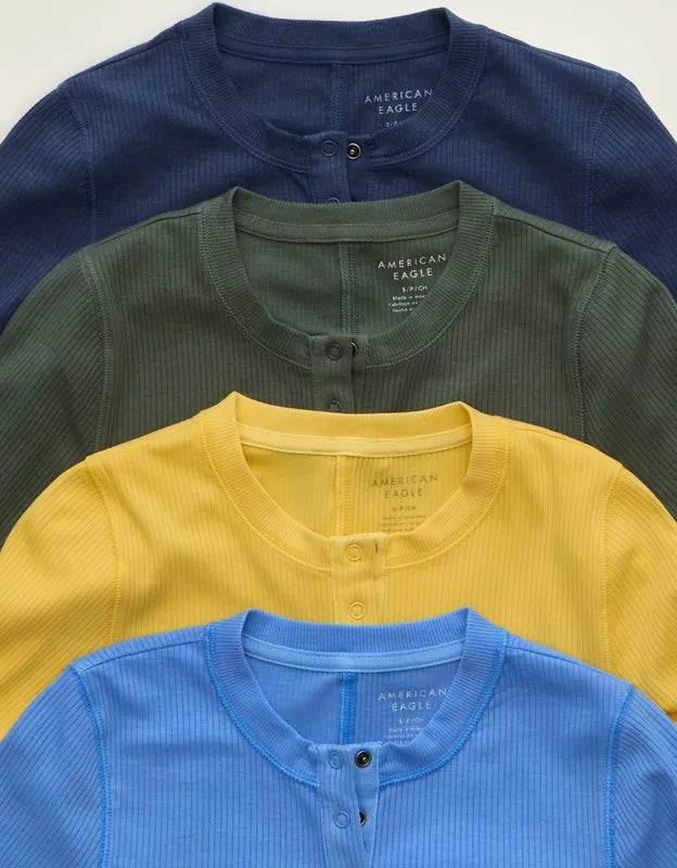 AE Long-Sleeve Henley T-Shirt