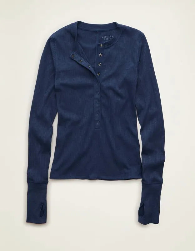 AE Long-Sleeve Henley T-Shirt