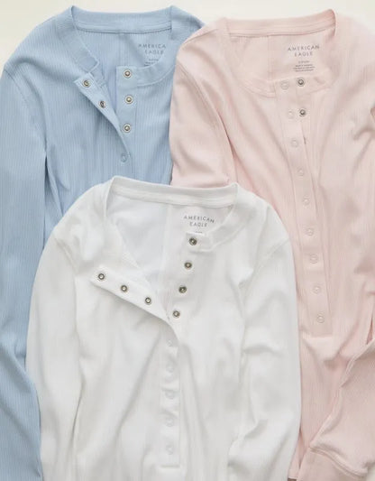 AE Long-Sleeve Henley T-Shirt