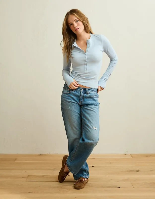 AE Long-Sleeve Henley T-Shirt