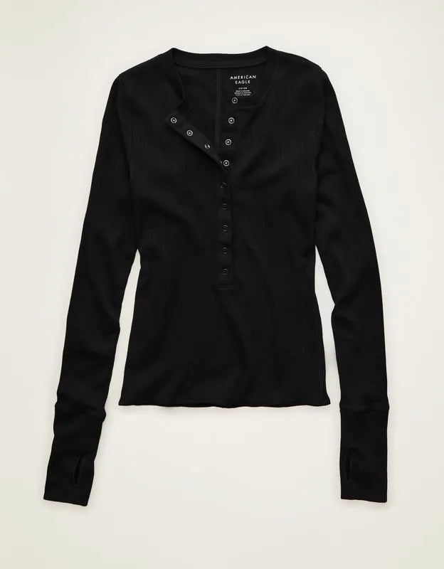 AE Long-Sleeve Henley T-Shirt