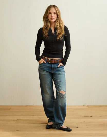 AE Long-Sleeve Henley T-Shirt
