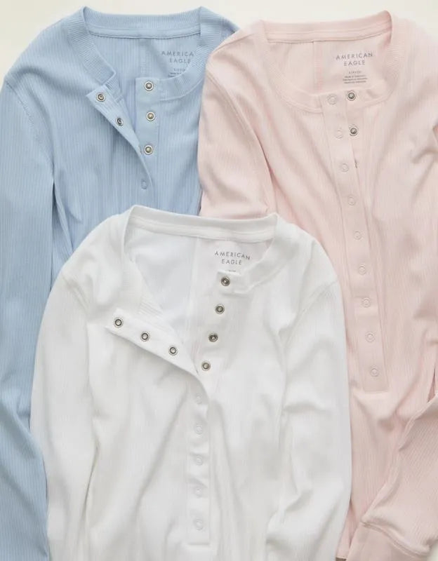 AE Long-Sleeve Henley T-Shirt