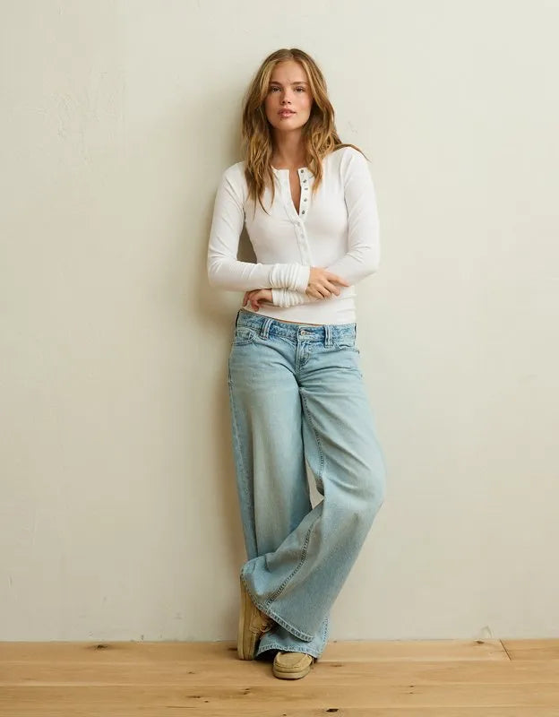 AE Long-Sleeve Henley T-Shirt