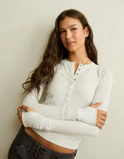 AE Long-Sleeve Henley T-Shirt