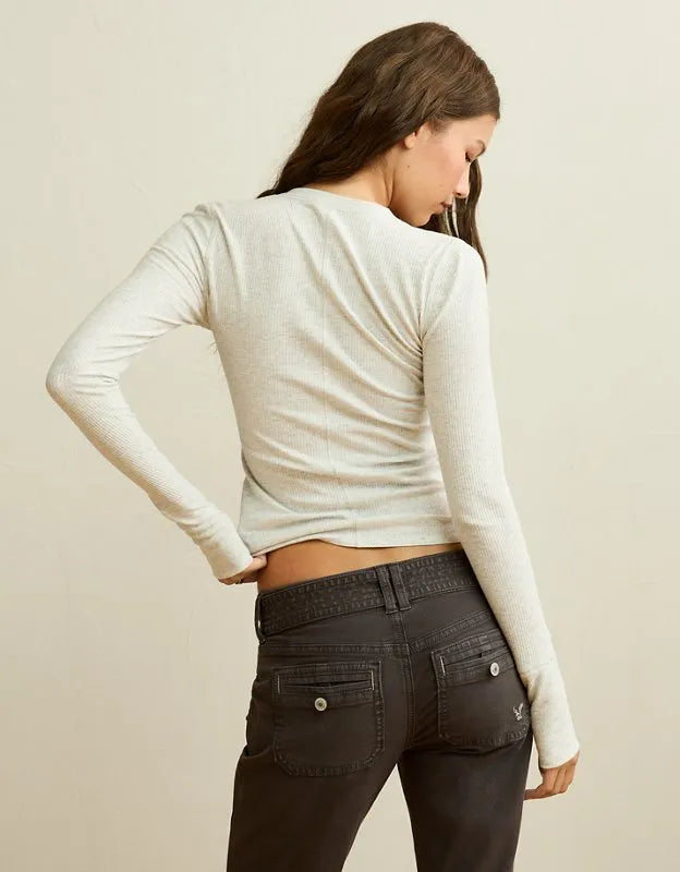 AE Long-Sleeve Henley T-Shirt