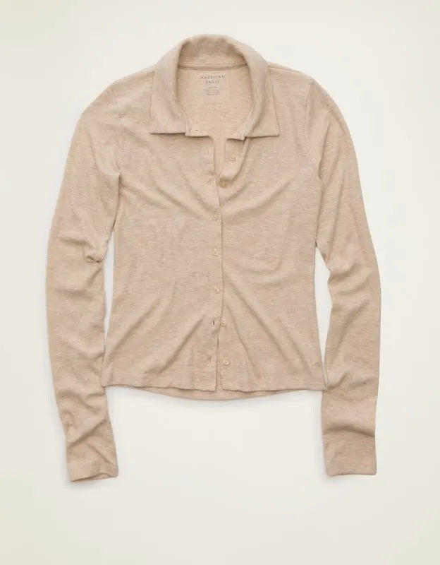 AE Button-Up Long-Sleeve Polo Shirt