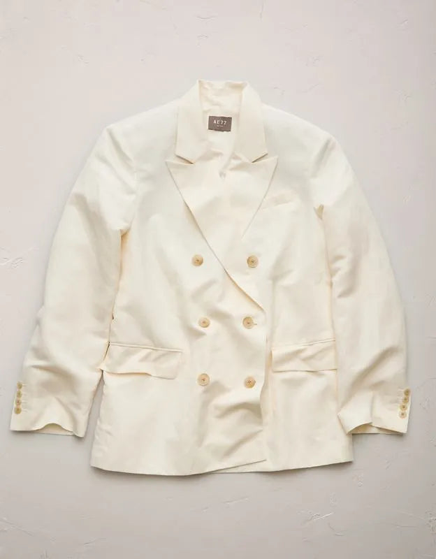 AE77 Premium Linen-Silk Blend Double-Breasted Blazer