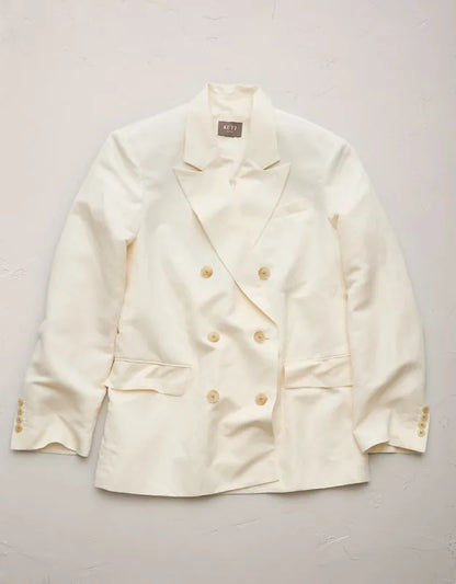 AE77 Premium Linen-Silk Blend Double-Breasted Blazer