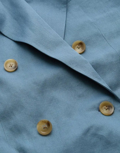 AE77 Premium Linen-Silk Blend Double-Breasted Blazer