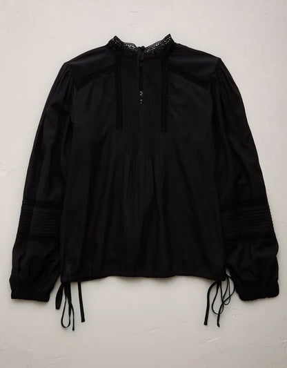 AE77 Premium Lace Peasant Blouse