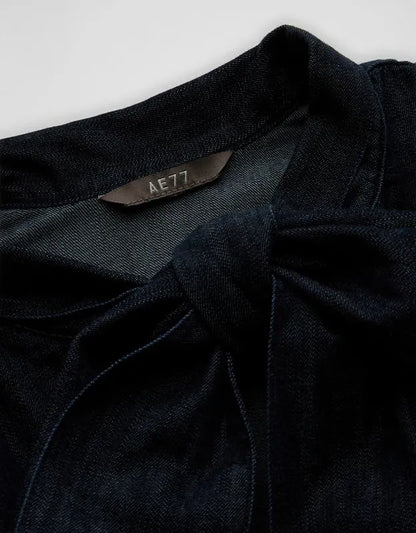 AE77 Premium Denim Bow Blouse