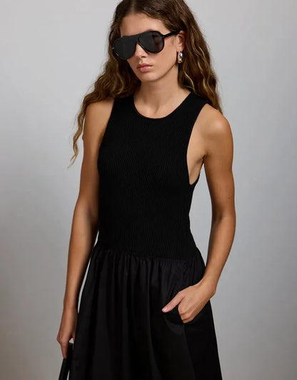 AE77 Premium Mixed Media Midi Dress