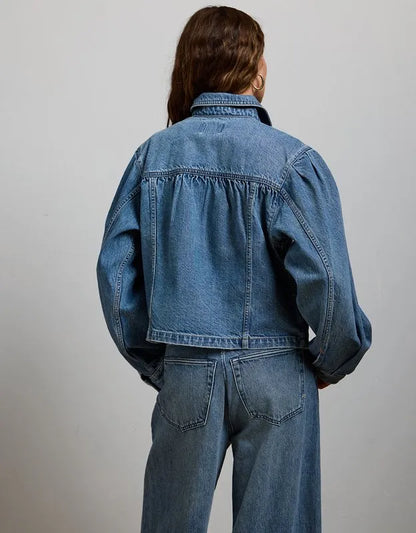 AE77 Premium Denim Cropped Jacket