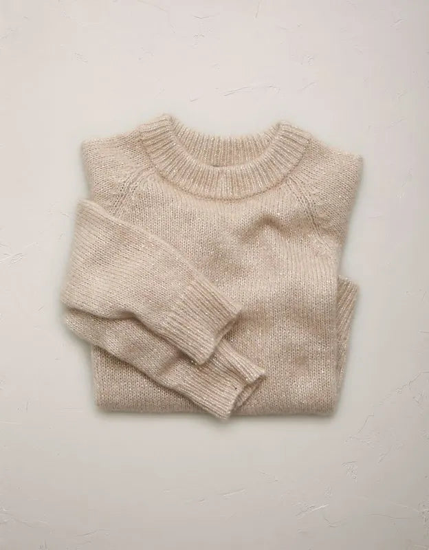 AE77 Sparkle Shrunken Crew Neck Sweater