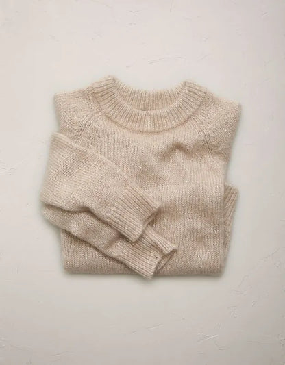 AE77 Sparkle Shrunken Crew Neck Sweater