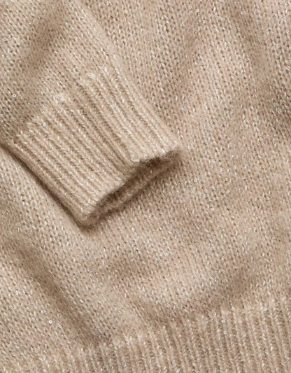 AE77 Sparkle Shrunken Crew Neck Sweater