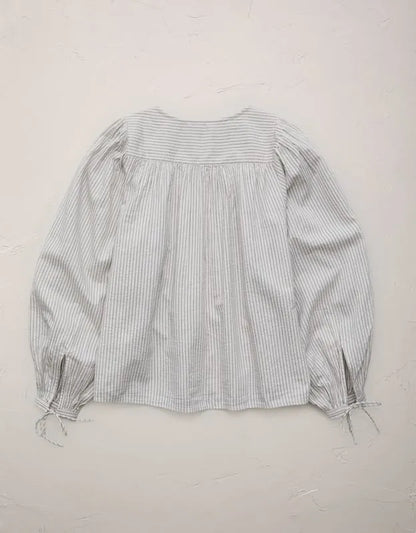 AE77 Balloon-Sleeve Button-Up Shirt