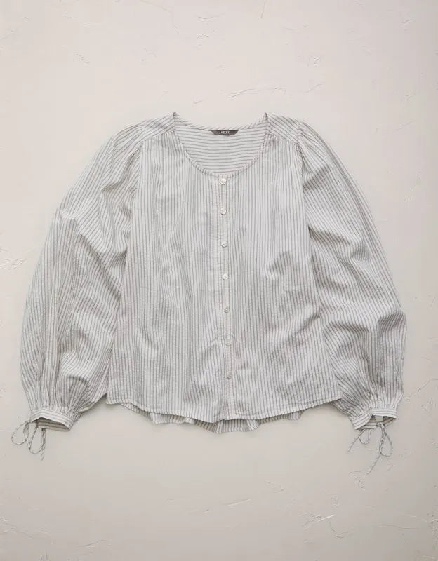 AE77 Balloon-Sleeve Button-Up Shirt