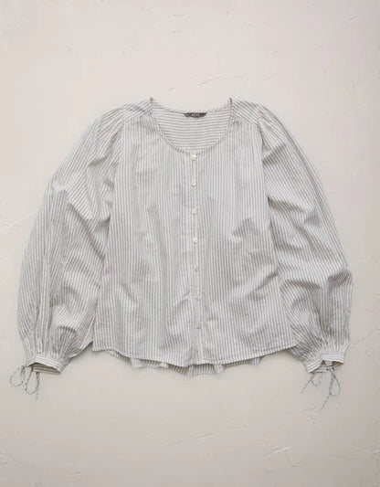 AE77 Balloon-Sleeve Button-Up Shirt