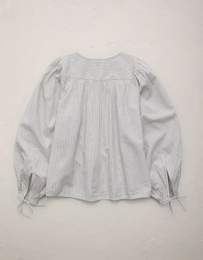 AE77 Balloon-Sleeve Button-Up Shirt