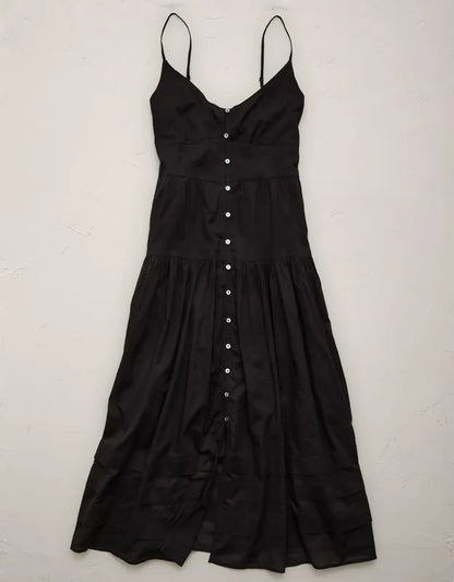 AE77 Strappy Button-Up Maxi Dress