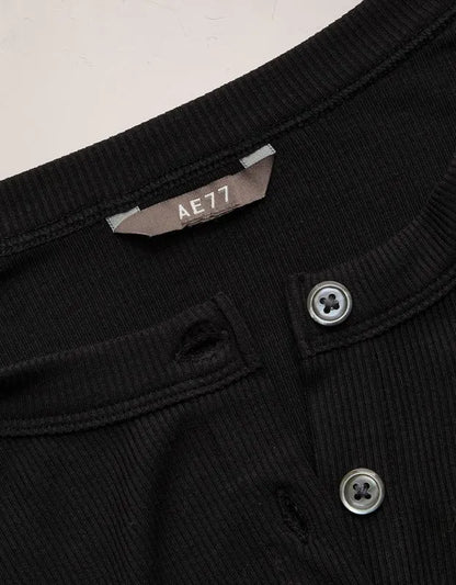 AE77 Ribbed Button-Up T-Shirt