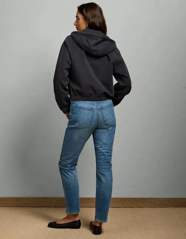 AE77 Cropped Zip-Up Hoodie