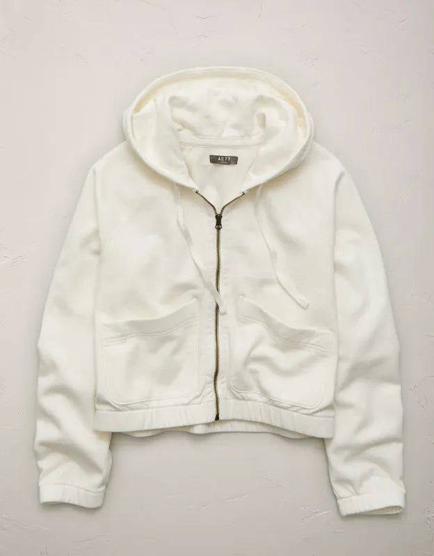 AE77 Cropped Zip-Up Hoodie